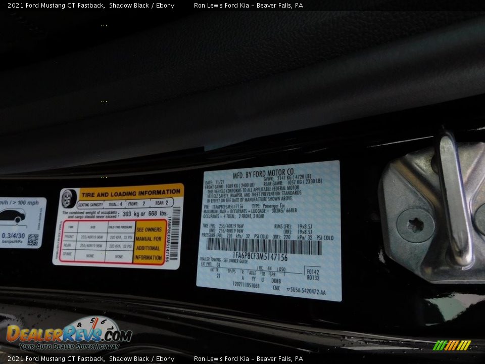 2021 Ford Mustang GT Fastback Shadow Black / Ebony Photo #20