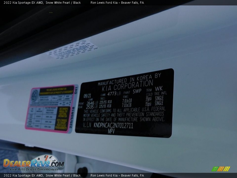 2022 Kia Sportage EX AWD Snow White Pearl / Black Photo #20
