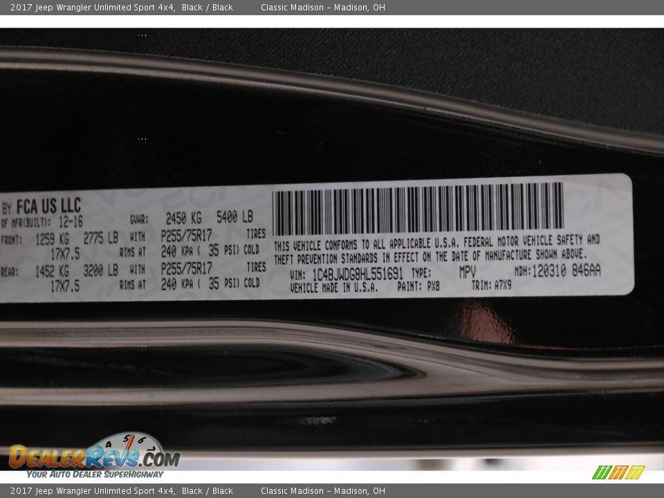 2017 Jeep Wrangler Unlimited Sport 4x4 Black / Black Photo #17