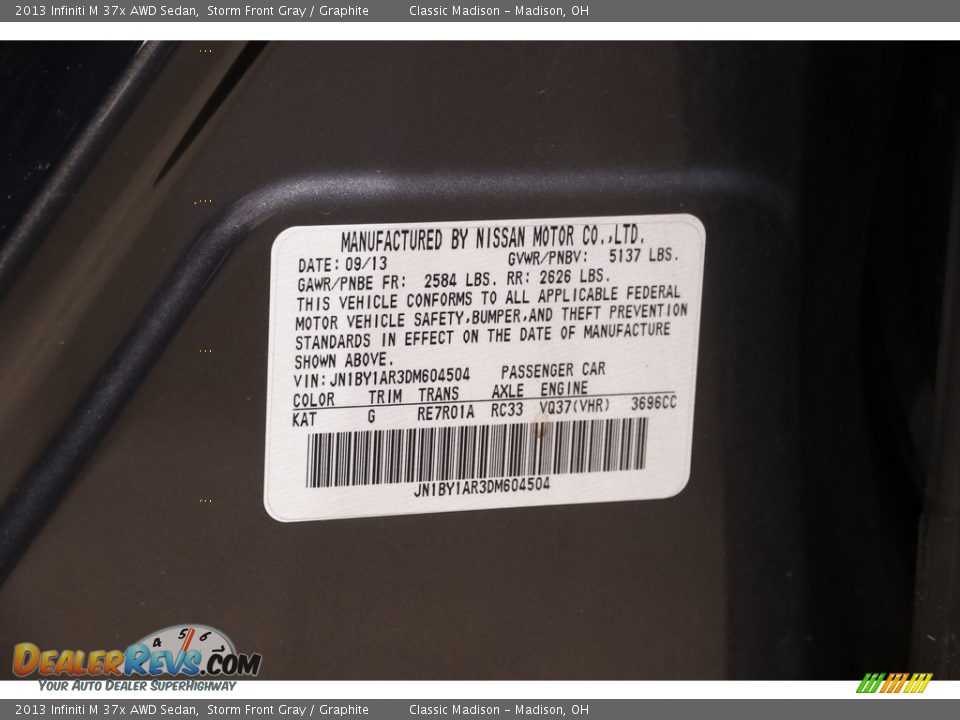2013 Infiniti M 37x AWD Sedan Storm Front Gray / Graphite Photo #22