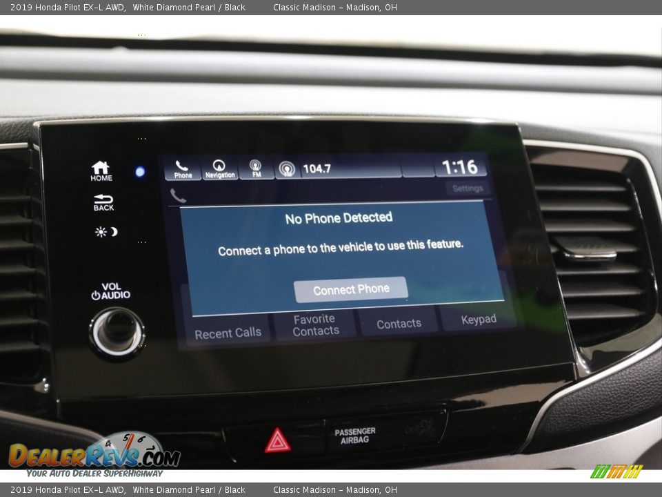 2019 Honda Pilot EX-L AWD White Diamond Pearl / Black Photo #11