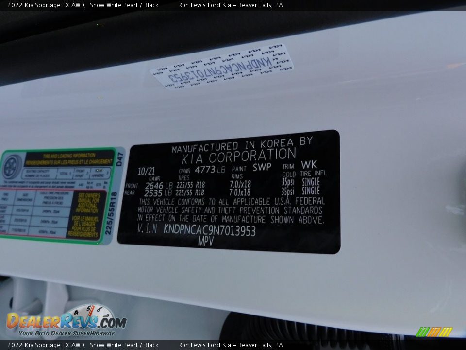 2022 Kia Sportage EX AWD Snow White Pearl / Black Photo #20
