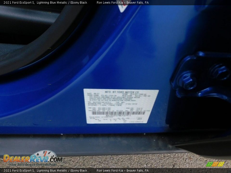 2021 Ford EcoSport S Lightning Blue Metallic / Ebony Black Photo #20