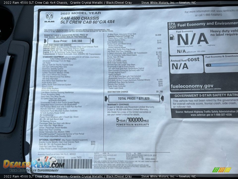 2022 Ram 4500 SLT Crew Cab 4x4 Chassis Granite Crystal Metallic / Black/Diesel Gray Photo #25