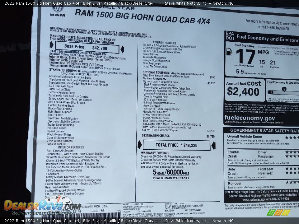 2022 Ram 1500 Big Horn Quad Cab 4x4 Billet Silver Metallic / Black/Diesel Gray Photo #27