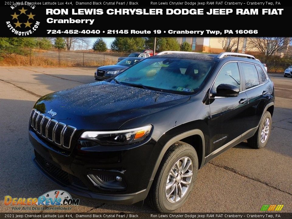 2021 Jeep Cherokee Latitude Lux 4x4 Diamond Black Crystal Pearl / Black Photo #1