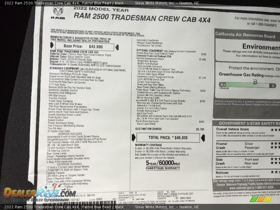2022 Ram 2500 Tradesman Crew Cab 4x4 Patriot Blue Pearl / Black Photo #26