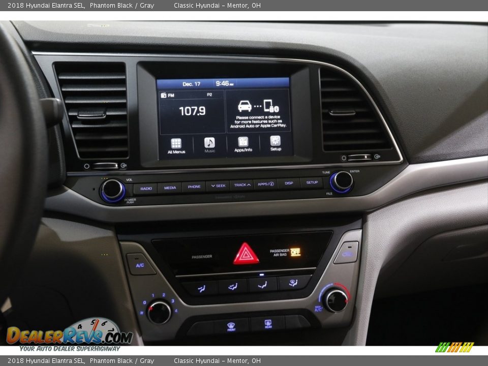 2018 Hyundai Elantra SEL Phantom Black / Gray Photo #9