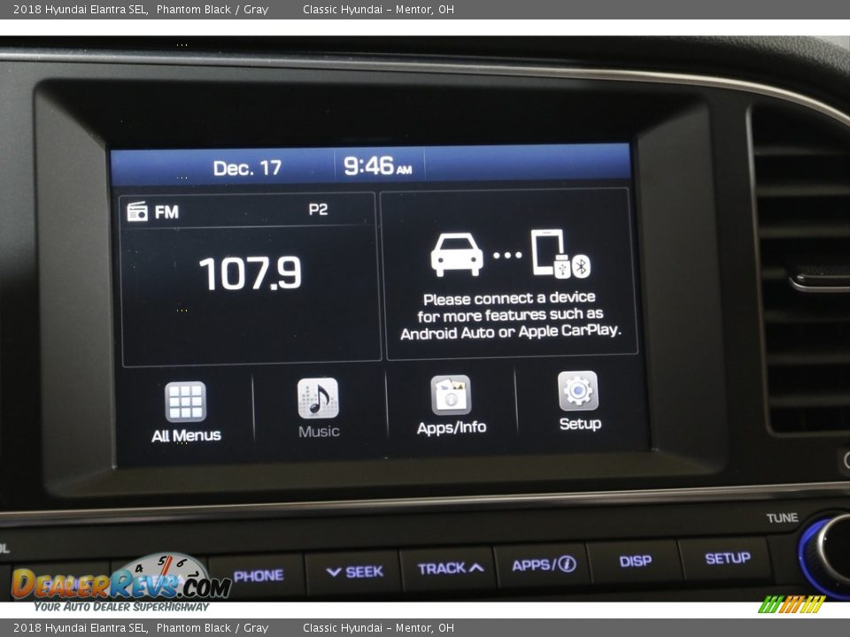 2018 Hyundai Elantra SEL Phantom Black / Gray Photo #10