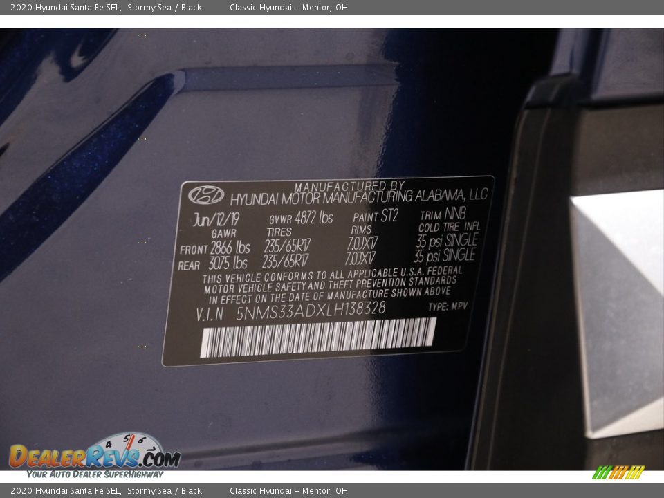 2020 Hyundai Santa Fe SEL Stormy Sea / Black Photo #19