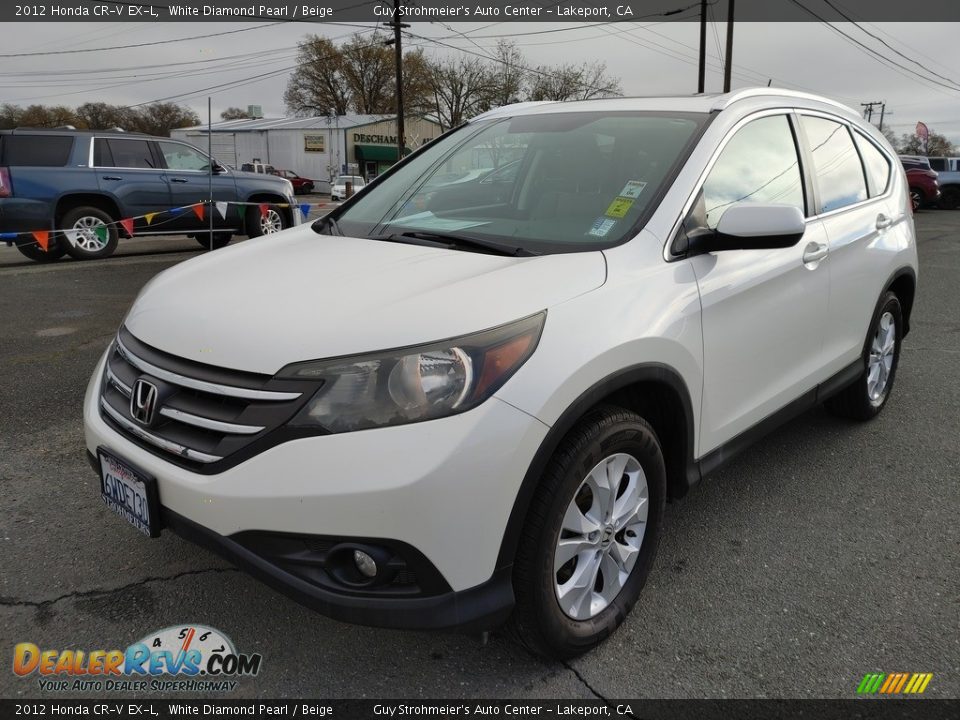 2012 Honda CR-V EX-L White Diamond Pearl / Beige Photo #3