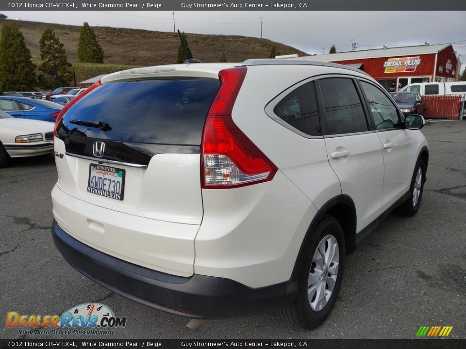 2012 Honda CR-V EX-L White Diamond Pearl / Beige Photo #8