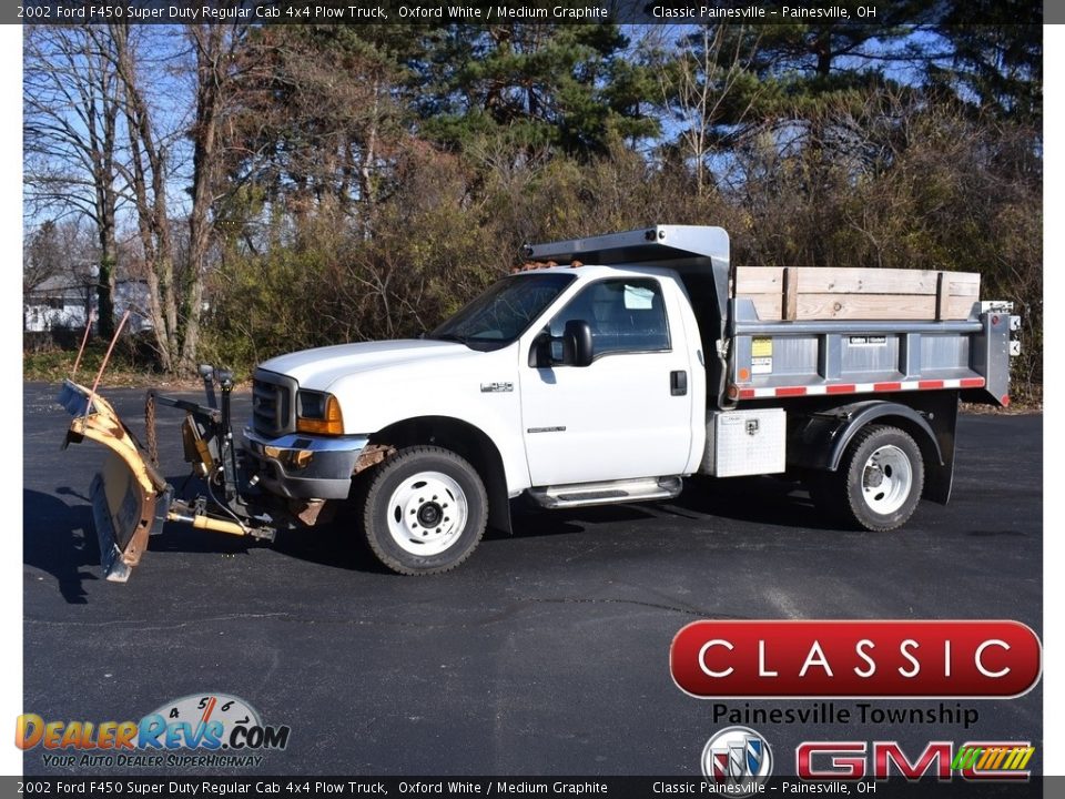 2002 Ford F450 Super Duty Regular Cab 4x4 Plow Truck Oxford White / Medium Graphite Photo #1