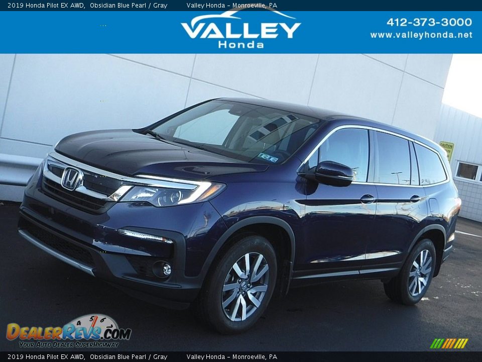 2019 Honda Pilot EX AWD Obsidian Blue Pearl / Gray Photo #1