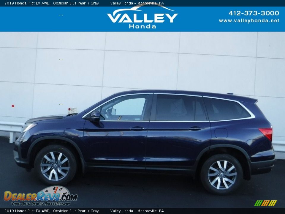 2019 Honda Pilot EX AWD Obsidian Blue Pearl / Gray Photo #2