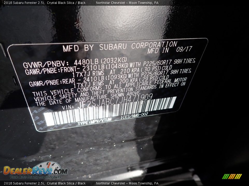 2018 Subaru Forester 2.5i Crystal Black Silica / Black Photo #28