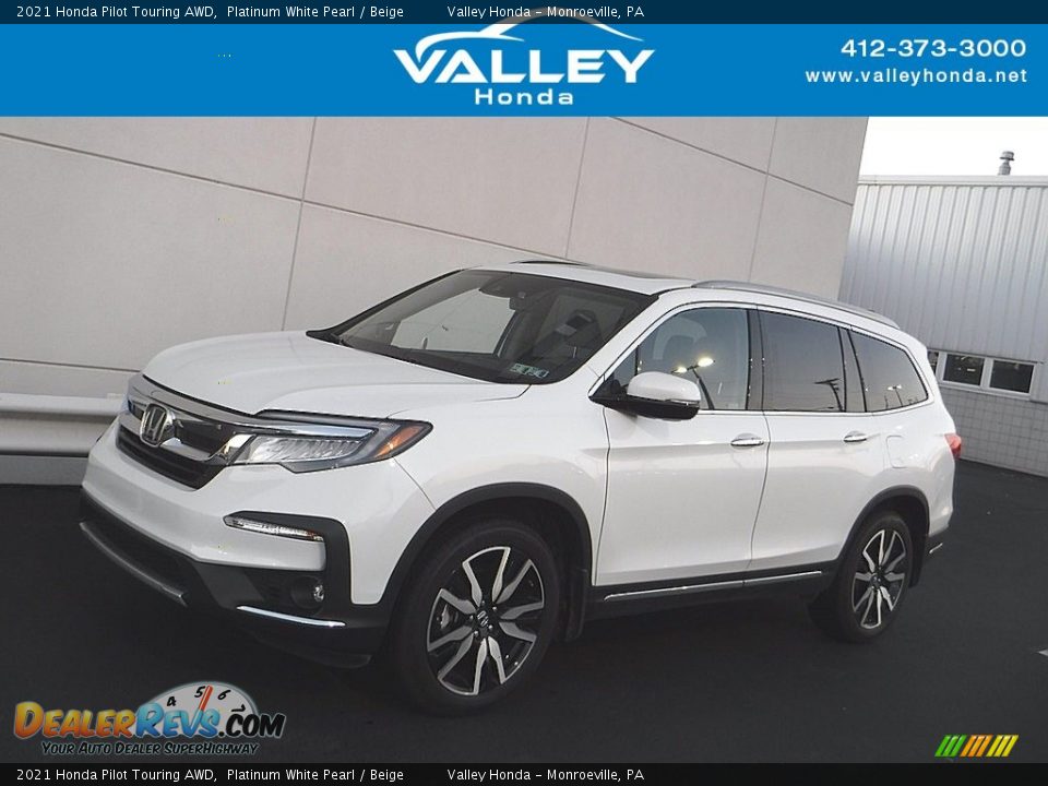 2021 Honda Pilot Touring AWD Platinum White Pearl / Beige Photo #1