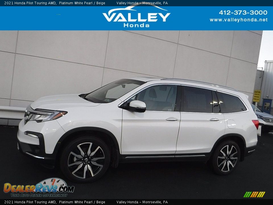 2021 Honda Pilot Touring AWD Platinum White Pearl / Beige Photo #2