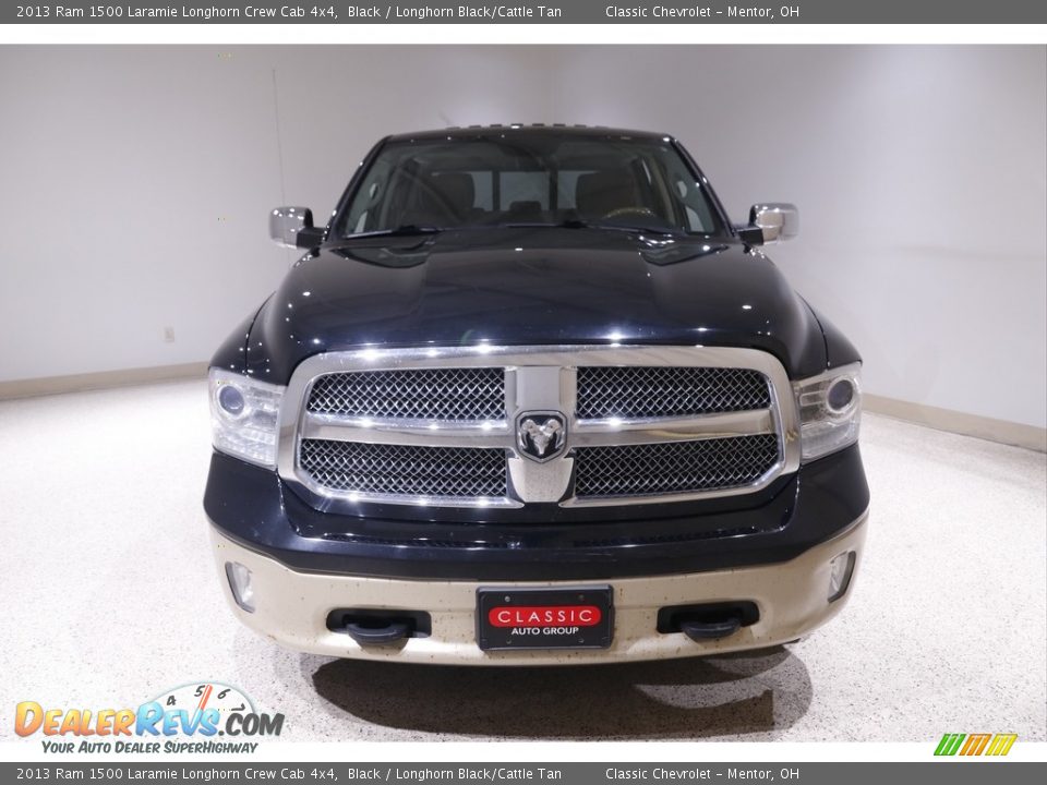 2013 Ram 1500 Laramie Longhorn Crew Cab 4x4 Black / Longhorn Black/Cattle Tan Photo #2