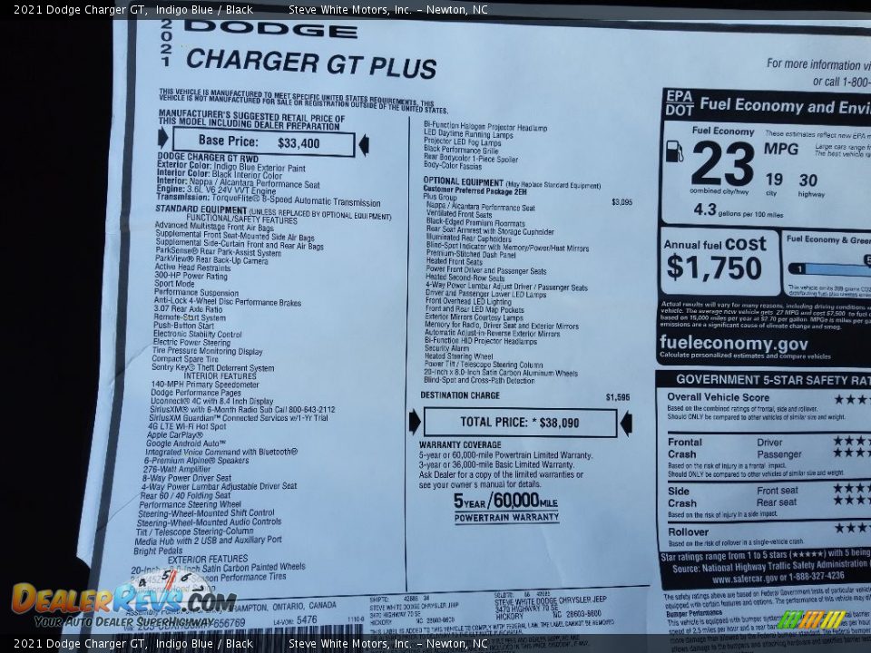 2021 Dodge Charger GT Indigo Blue / Black Photo #28