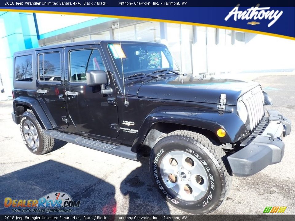 2018 Jeep Wrangler Unlimited Sahara 4x4 Black / Black Photo #1