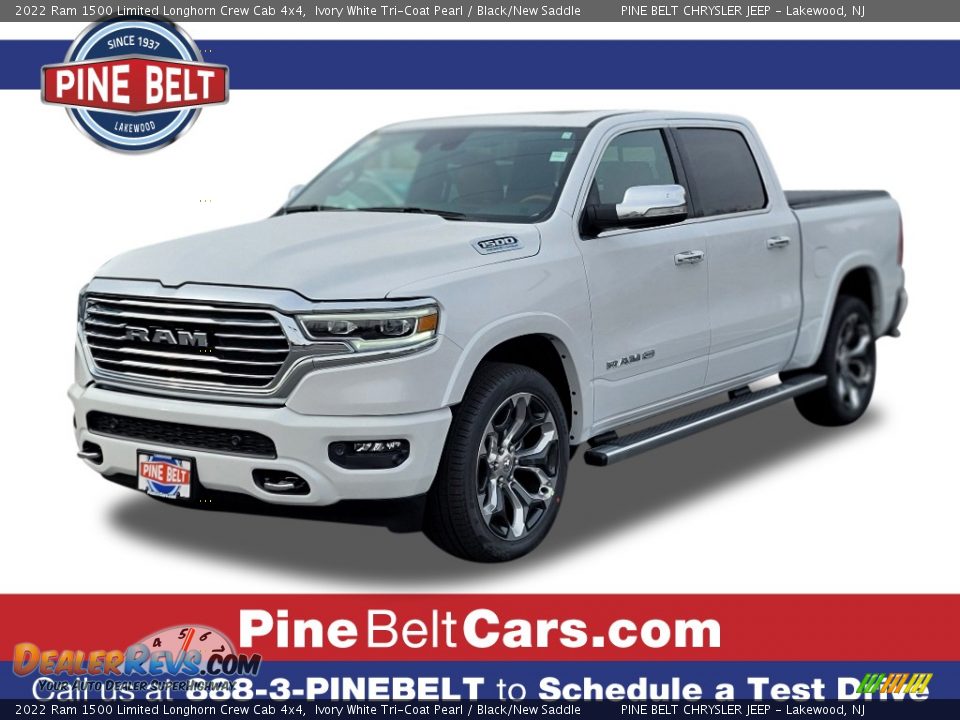 2022 Ram 1500 Limited Longhorn Crew Cab 4x4 Ivory White Tri-Coat Pearl / Black/New Saddle Photo #1