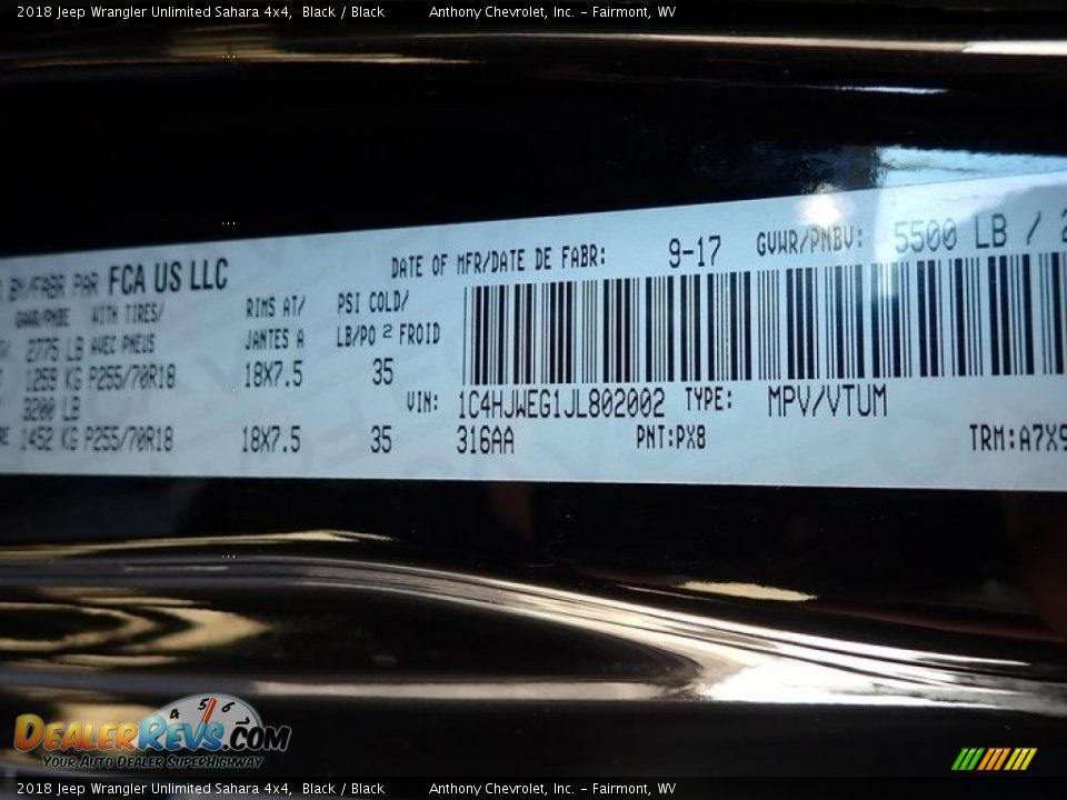 2018 Jeep Wrangler Unlimited Sahara 4x4 Black / Black Photo #15