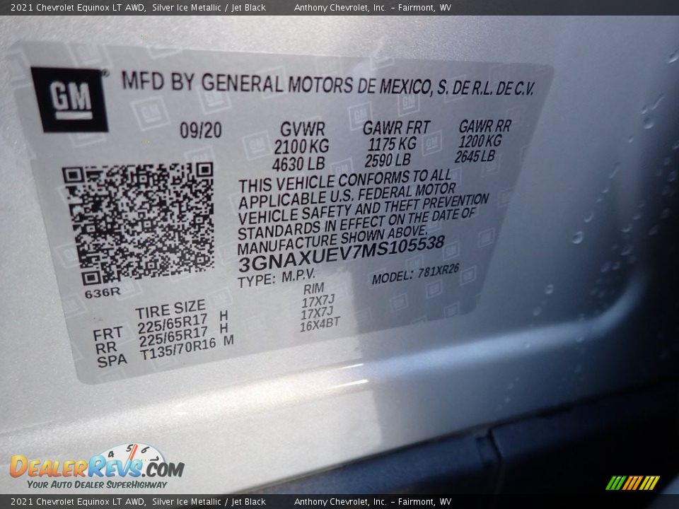 2021 Chevrolet Equinox LT AWD Silver Ice Metallic / Jet Black Photo #15