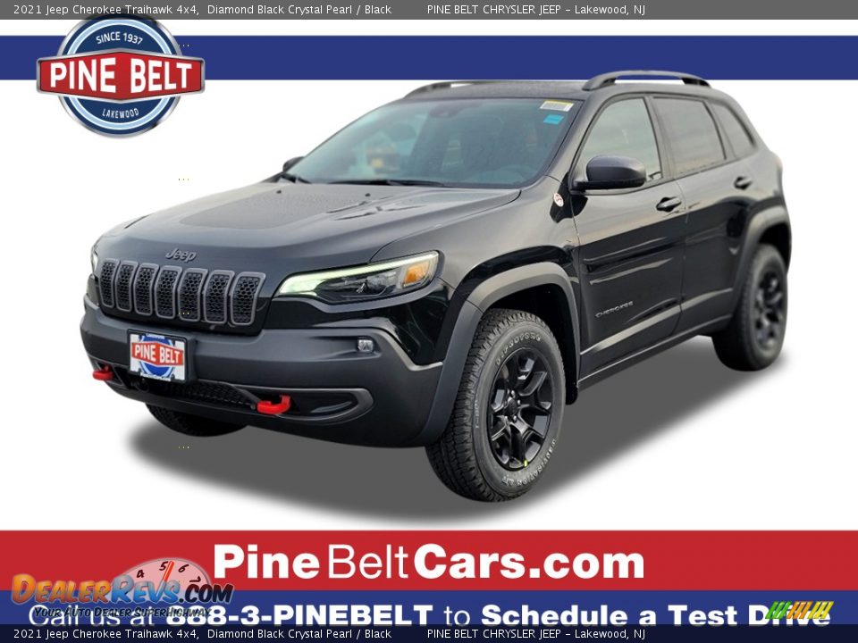 2021 Jeep Cherokee Traihawk 4x4 Diamond Black Crystal Pearl / Black Photo #1