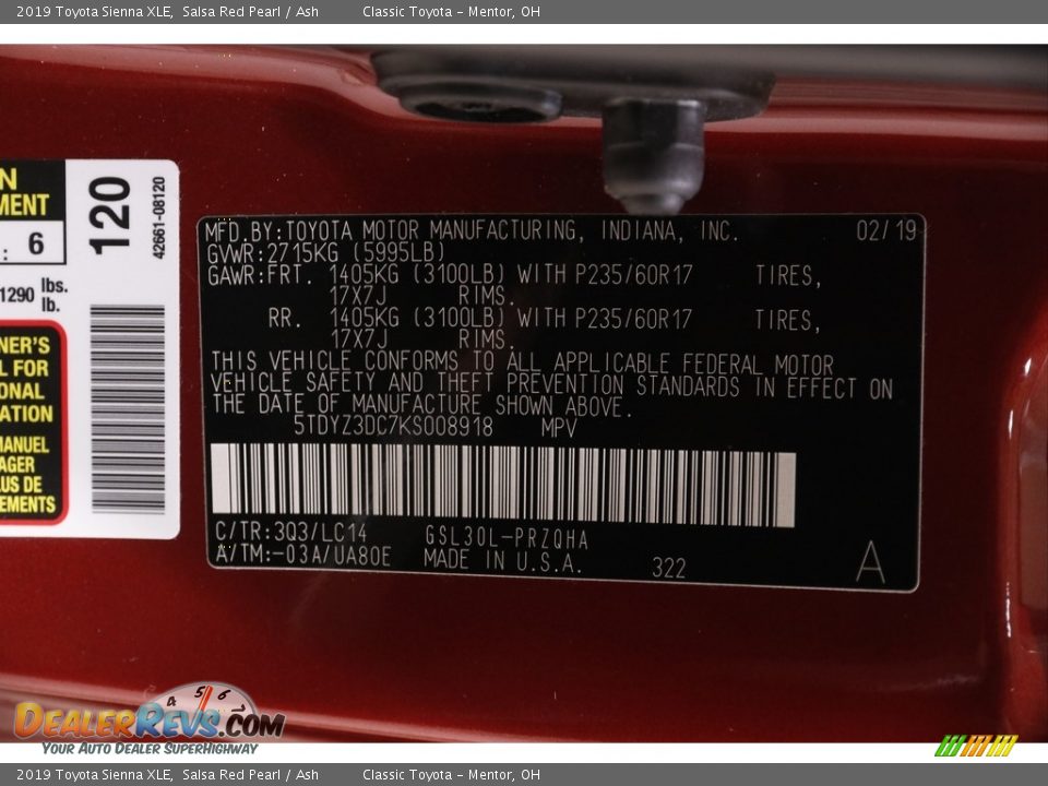 2019 Toyota Sienna XLE Salsa Red Pearl / Ash Photo #21