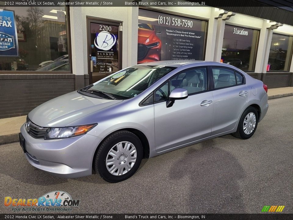 2012 Honda Civic LX Sedan Alabaster Silver Metallic / Stone Photo #1