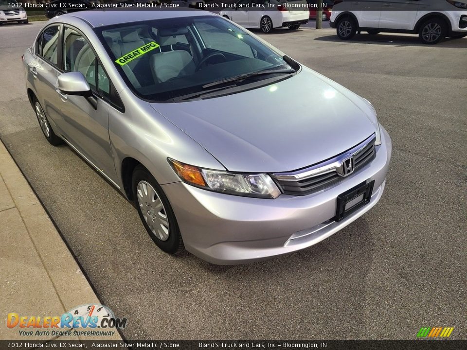 2012 Honda Civic LX Sedan Alabaster Silver Metallic / Stone Photo #9