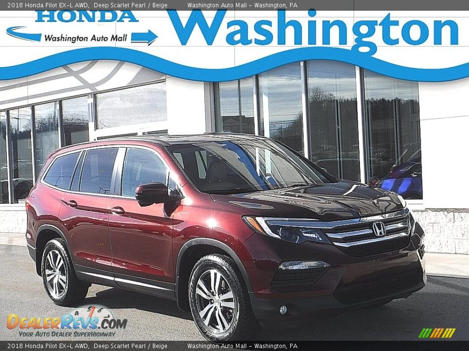 2018 Honda Pilot EX-L AWD Deep Scarlet Pearl / Beige Photo #1