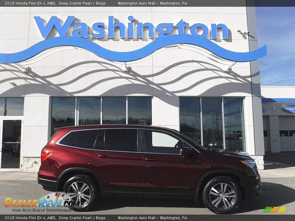 2018 Honda Pilot EX-L AWD Deep Scarlet Pearl / Beige Photo #2