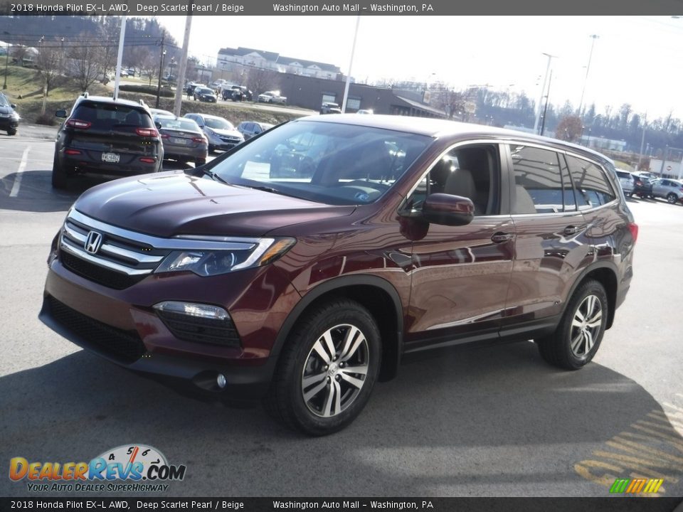 2018 Honda Pilot EX-L AWD Deep Scarlet Pearl / Beige Photo #6