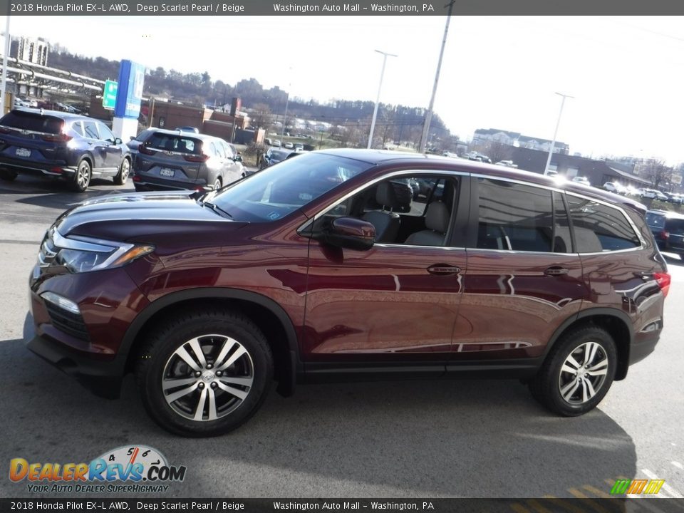 2018 Honda Pilot EX-L AWD Deep Scarlet Pearl / Beige Photo #7