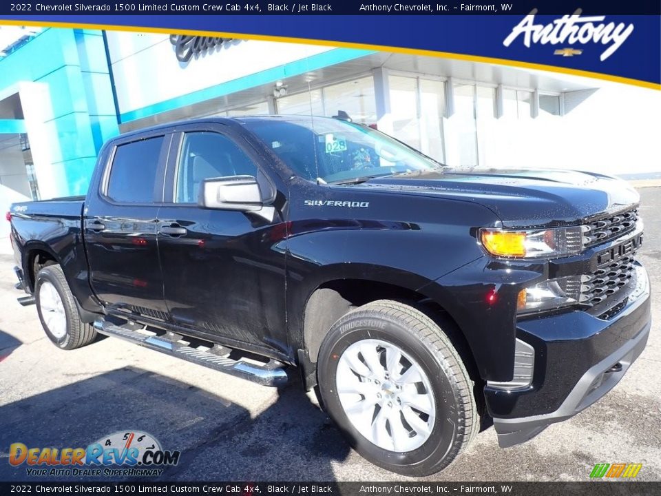 2022 Chevrolet Silverado 1500 Limited Custom Crew Cab 4x4 Black / Jet Black Photo #1