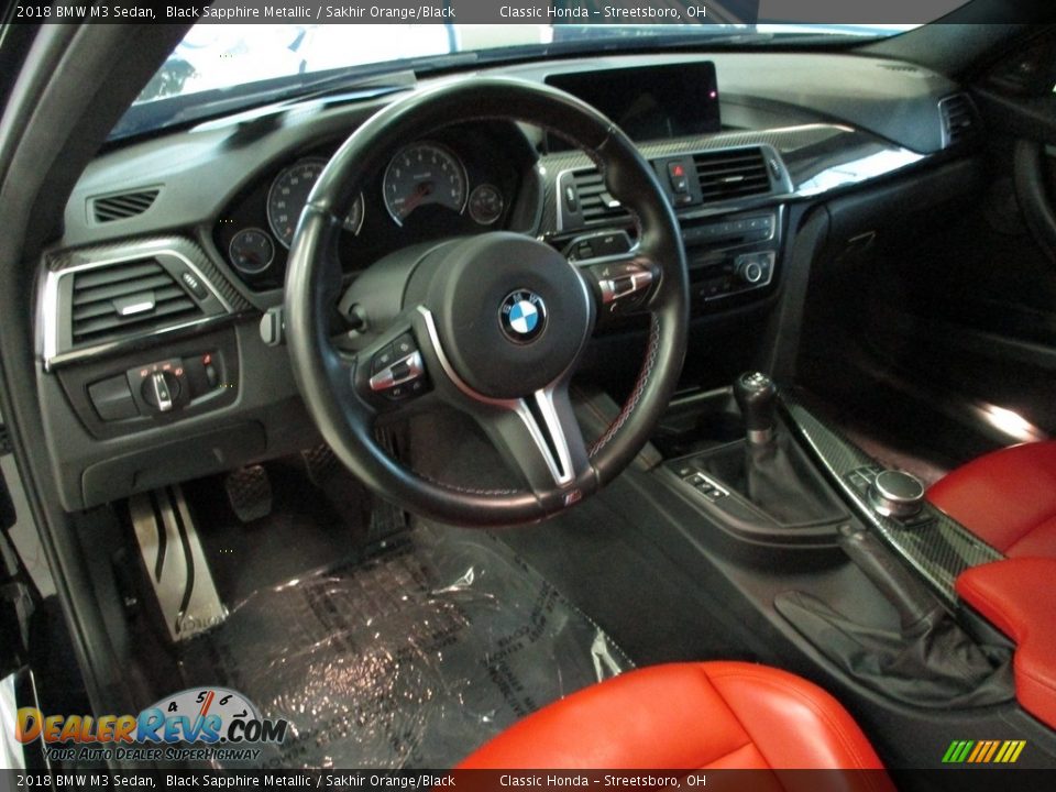 2018 BMW M3 Sedan Black Sapphire Metallic / Sakhir Orange/Black Photo #31