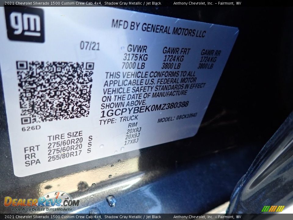 2021 Chevrolet Silverado 1500 Custom Crew Cab 4x4 Shadow Gray Metallic / Jet Black Photo #15