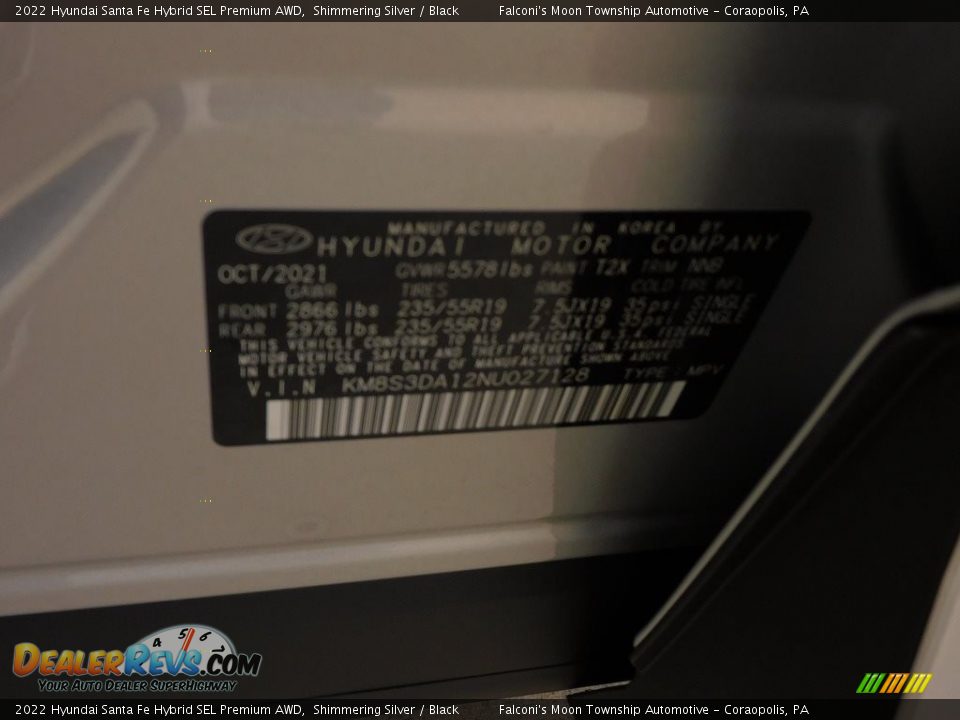 2022 Hyundai Santa Fe Hybrid SEL Premium AWD Shimmering Silver / Black Photo #20