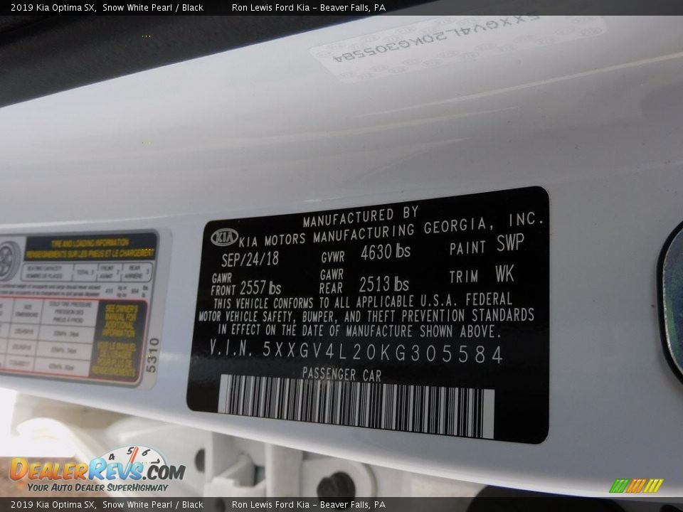 2019 Kia Optima SX Snow White Pearl / Black Photo #22