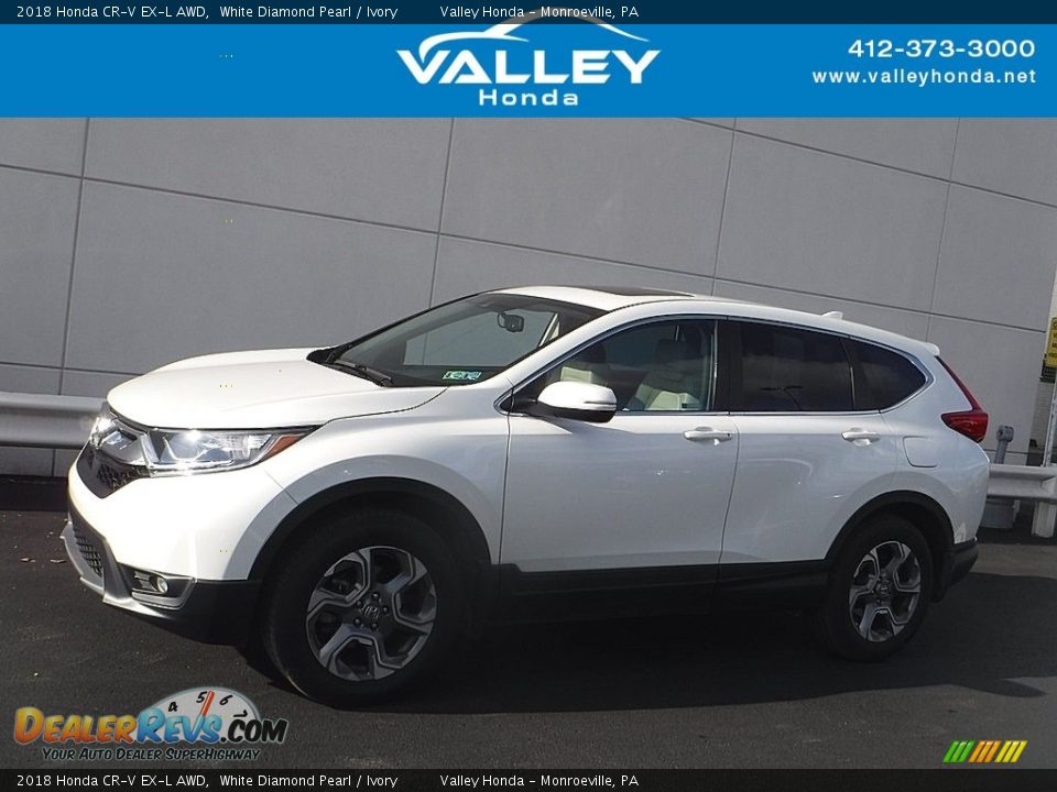 2018 Honda CR-V EX-L AWD White Diamond Pearl / Ivory Photo #2