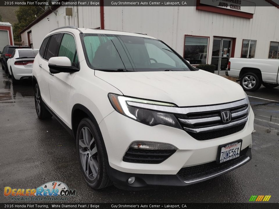 2016 Honda Pilot Touring White Diamond Pearl / Beige Photo #1