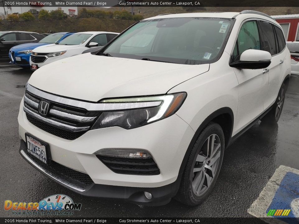 2016 Honda Pilot Touring White Diamond Pearl / Beige Photo #3