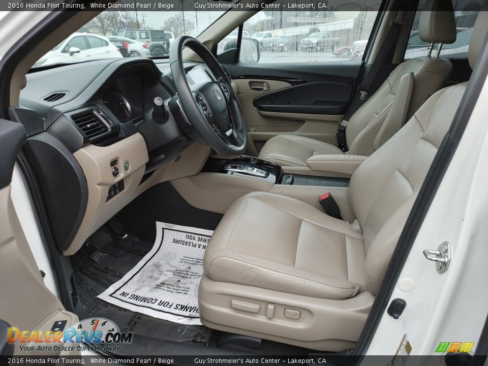 2016 Honda Pilot Touring White Diamond Pearl / Beige Photo #4