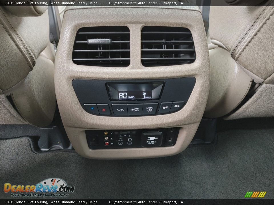 2016 Honda Pilot Touring White Diamond Pearl / Beige Photo #8