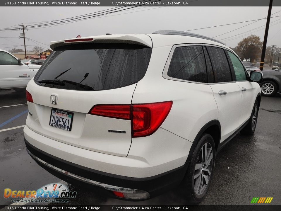 2016 Honda Pilot Touring White Diamond Pearl / Beige Photo #14