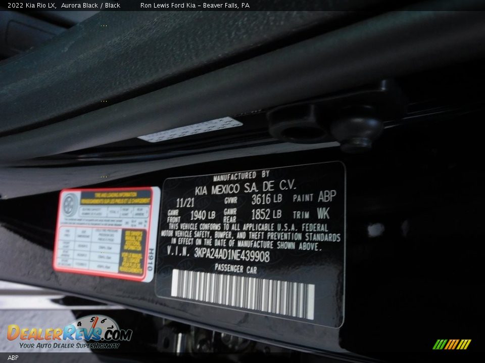 Kia Color Code ABP Aurora Black