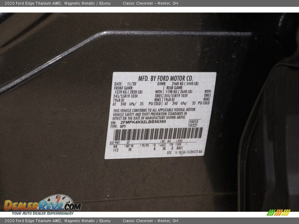 2020 Ford Edge Titanium AWD Magnetic Metallic / Ebony Photo #21