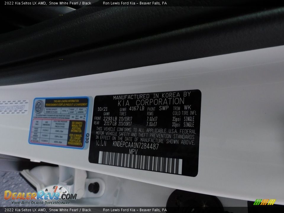 2022 Kia Seltos LX AWD Snow White Pearl / Black Photo #20